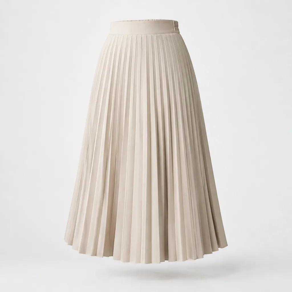 Lune Pleated Midi Skirt worn on model